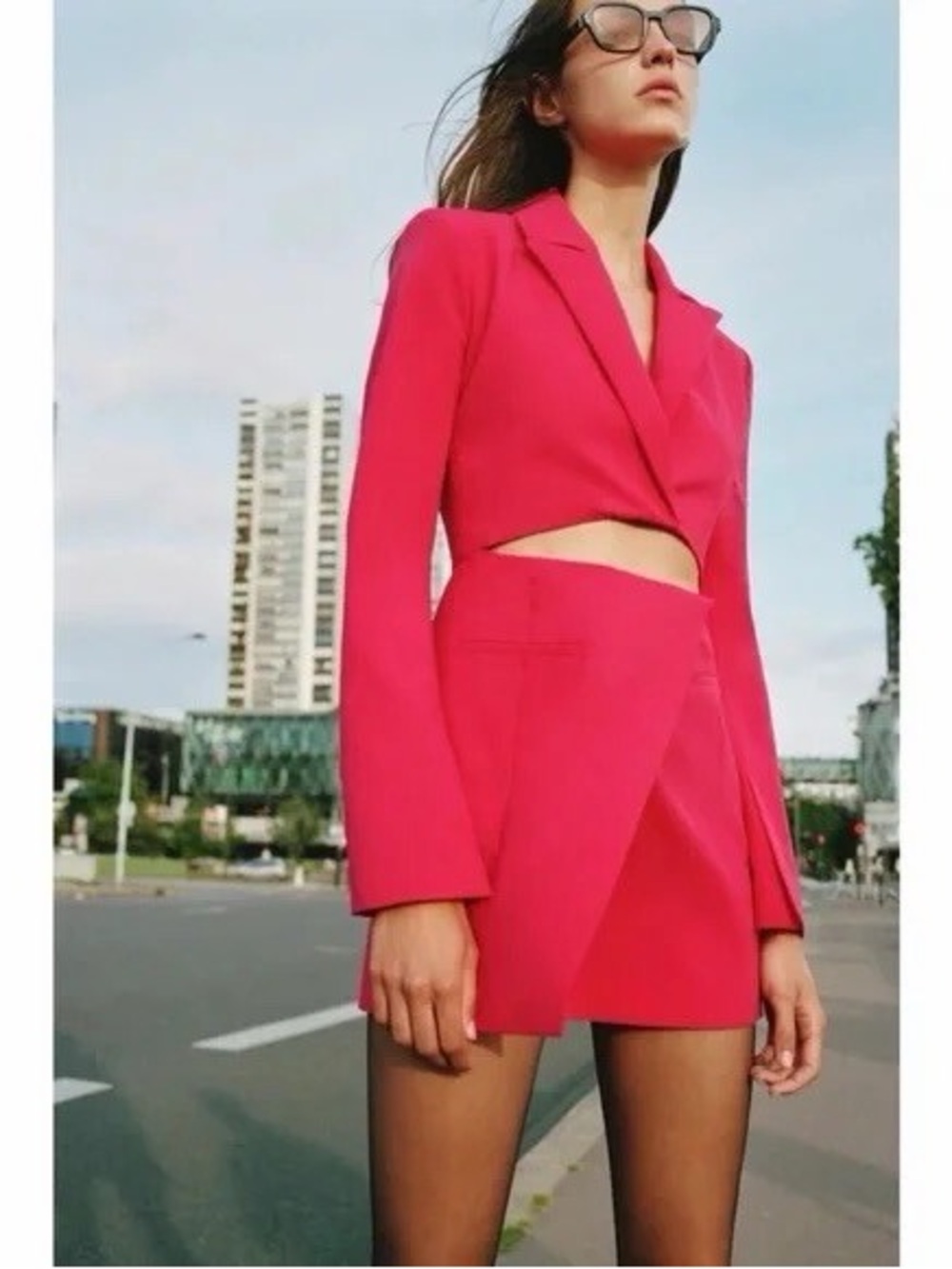 Zara Vibrant Pink Asymmetric Mini dress
